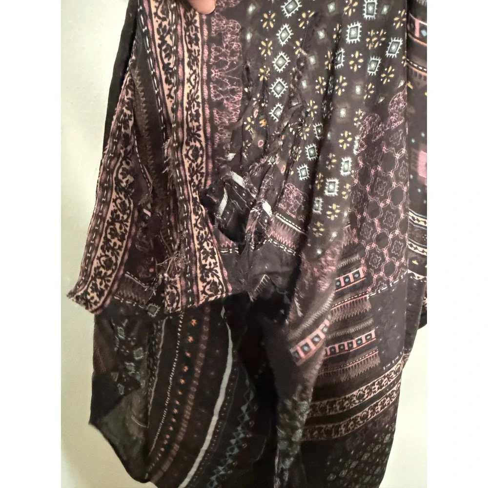 Anthropologie‎ Let Me Be Sheer Printed V-Neck Midi Dress boho Gypsy